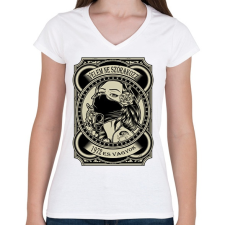 PRINTFASHION 1972 Velem ne szórakozz - Női V-nyakú póló - Fehér női póló