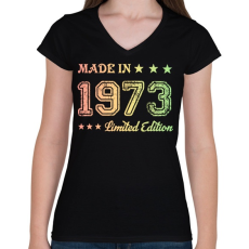 PRINTFASHION 1973 - Női V-nyakú póló - Fekete