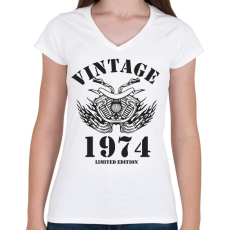 PRINTFASHION 1974 - Női V-nyakú póló - Fehér