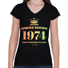 PRINTFASHION 1974 - Női V-nyakú póló - Fekete női póló