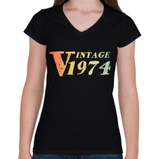 PRINTFASHION 1974 - Női V-nyakú póló - Fekete női póló