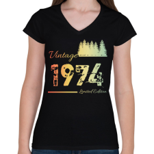 PRINTFASHION 1974 - Női V-nyakú póló - Fekete női póló