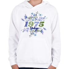PRINTFASHION 1975 kék virág - Gyerek kapucnis pulóver - Fehér gyerek pulóver, kardigán