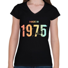 PRINTFASHION 1975 - Női V-nyakú póló - Fekete női póló