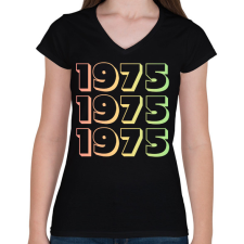 PRINTFASHION 1975 - Női V-nyakú póló - Fekete női póló