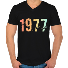 PRINTFASHION 1977 - Férfi V-nyakú póló - Fekete férfi póló