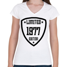 PRINTFASHION 1977 - Női V-nyakú póló - Fehér