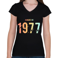 PRINTFASHION 1977 - Női V-nyakú póló - Fekete női póló