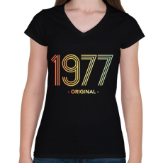 PRINTFASHION 1977 - Női V-nyakú póló - Fekete