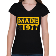 PRINTFASHION 1977 - Női V-nyakú póló - Fekete