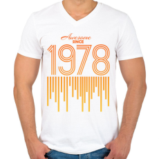 PRINTFASHION 1978 - Férfi V-nyakú póló - Fehér