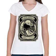 PRINTFASHION 1979 Velem ne szórakozz - Női V-nyakú póló - Fehér