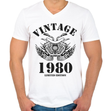 PRINTFASHION 1980 - Férfi V-nyakú póló - Fehér férfi póló