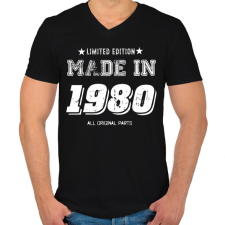 PRINTFASHION 1980 - Férfi V-nyakú póló - Fekete férfi póló