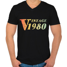 PRINTFASHION 1980 - Férfi V-nyakú póló - Fekete