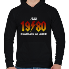 PRINTFASHION 1980 JÚLIUS - LEGENDA SZÜLETIK (ACDC STÍLUS) - Férfi kapucnis pulóver - Fekete férfi pulóver, kardigán