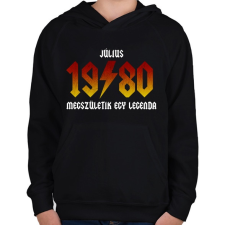 PRINTFASHION 1980 JÚLIUS - LEGENDA SZÜLETIK (ACDC STÍLUS) - Gyerek kapucnis pulóver - Fekete gyerek pulóver, kardigán