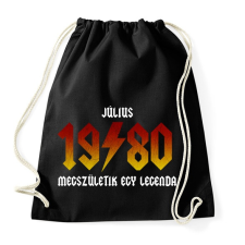 PRINTFASHION 1980 JÚLIUS - LEGENDA SZÜLETIK (ACDC STÍLUS) - Sportzsák, Tornazsák - Fekete tornazsák