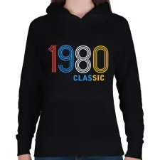 PRINTFASHION 1980 - Női kapucnis pulóver - Fekete női pulóver, kardigán