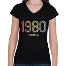 PRINTFASHION 1980 - Női V-nyakú póló - Fekete női póló