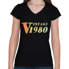 PRINTFASHION 1980 - Női V-nyakú póló - Fekete női póló