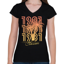 PRINTFASHION 1981 - Női V-nyakú póló - Fekete női póló