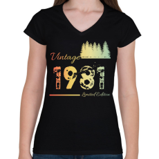 PRINTFASHION 1981 - Női V-nyakú póló - Fekete
