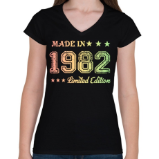 PRINTFASHION 1982 - Női V-nyakú póló - Fekete