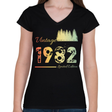 PRINTFASHION 1982 - Női V-nyakú póló - Fekete