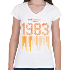 PRINTFASHION 1983 - Női V-nyakú póló - Fehér