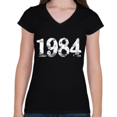 PRINTFASHION 1984 - Női V-nyakú póló - Fekete