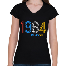 PRINTFASHION 1984 - Női V-nyakú póló - Fekete