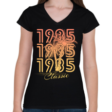 PRINTFASHION 1985 - Női V-nyakú póló - Fekete