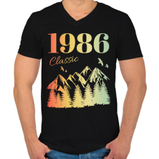 PRINTFASHION 1986 - Férfi V-nyakú póló - Fekete