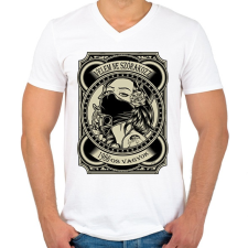 PRINTFASHION 1986 Velem ne szórakozz - Férfi V-nyakú póló - Fehér férfi póló