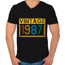 PRINTFASHION 1987 - Férfi V-nyakú póló - Fekete