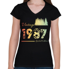 PRINTFASHION 1987 - Női V-nyakú póló - Fekete