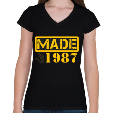 PRINTFASHION 1987 - Női V-nyakú póló - Fekete