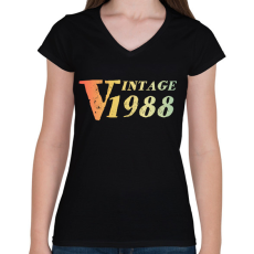 PRINTFASHION 1988 - Női V-nyakú póló - Fekete