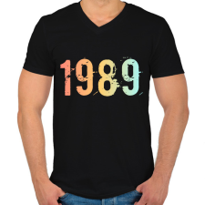 PRINTFASHION 1989 - Férfi V-nyakú póló - Fekete férfi póló