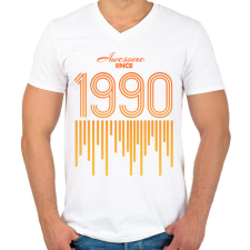 PRINTFASHION 1990 - Férfi V-nyakú póló - Fehér férfi póló