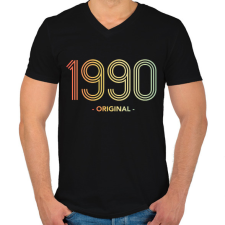 PRINTFASHION 1990 - Férfi V-nyakú póló - Fekete férfi póló