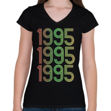 PRINTFASHION 1995 - Női V-nyakú póló - Fekete női póló