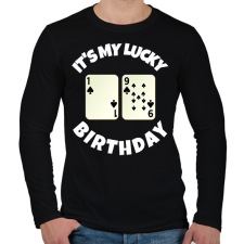 PRINTFASHION 19 POKER SZÜLINAP - Férfi hosszú ujjú póló - Fekete férfi póló