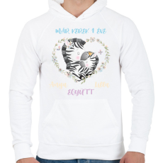PRINTFASHION 1 éve együtt - Névvel, számmal - Férfi kapucnis pulóver - Fehér