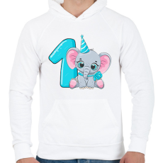 PRINTFASHION 1 éves elefántos - Férfi kapucnis pulóver - Fehér