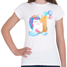 PRINTFASHION 1 éves unikornis - Női póló - Fehér