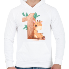 PRINTFASHION 1 éves Zsiráf - Férfi kapucnis pulóver - Fehér férfi pulóver, kardigán