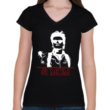 PRINTFASHION #1 Mom - Stranger Things - Női V-nyakú póló - Fekete női póló