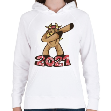 PRINTFASHION 2021 táncoló tehén  - Női kapucnis pulóver - Fehér